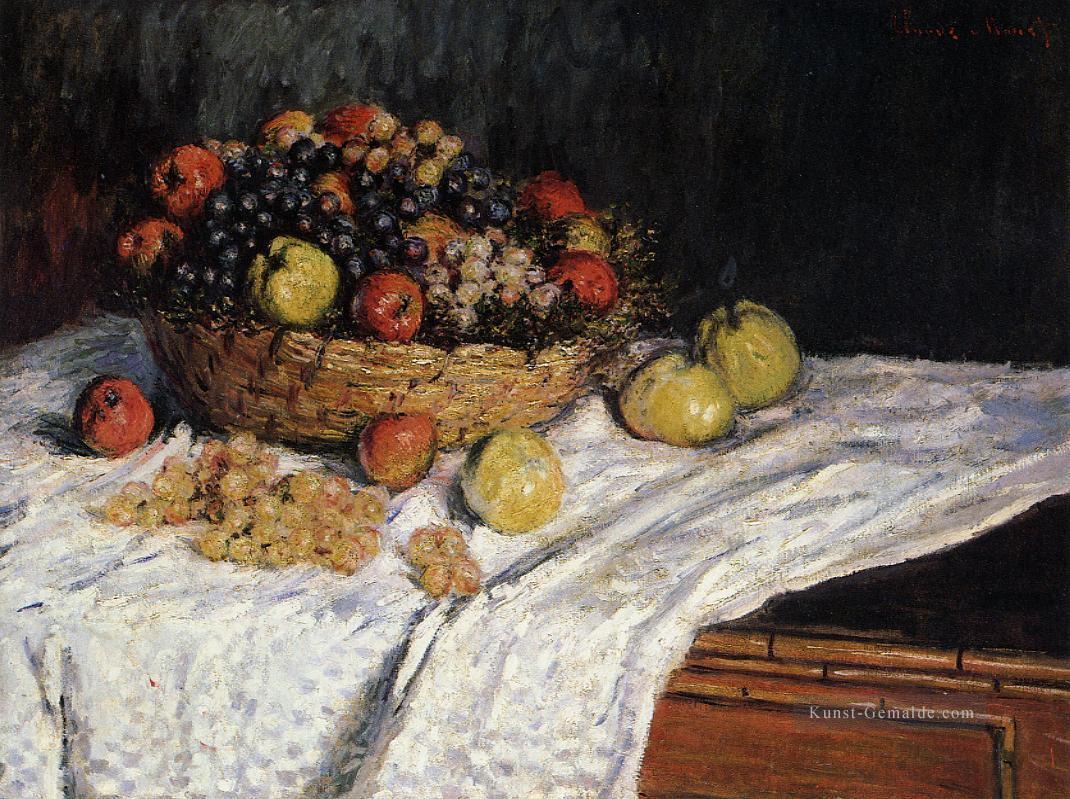 Obstkorb mit Äpfeln und Trauben Claude Monet Stillleben Ölgemälde